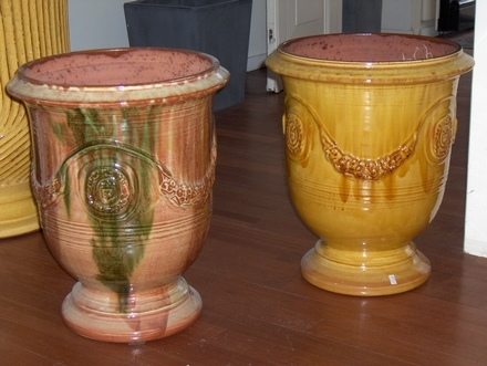 Kasteelvaas 52 cm 3 kleurig glazuur (groen/bruin/geel)