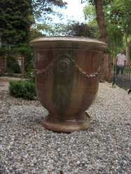 Kasteelvaas in drie kleur glazuur (groen/bruin/geel) 85cm
