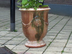 Kasteelvaas 52 cm 3 kleurig glazuur (groen/bruin/geel)
